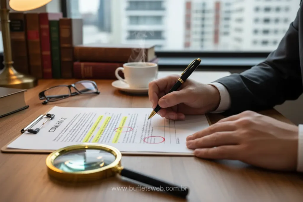 Análise minuciosa de contrato de serviços de buffet