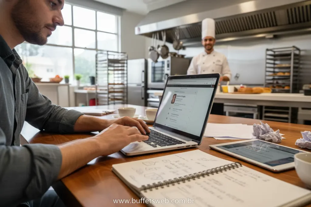 Pesquisa e avaliação de reputação de buffets online