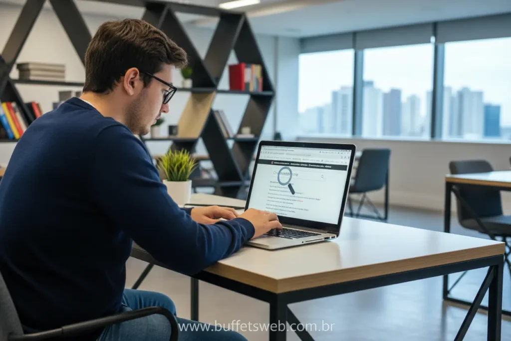 Pesquisa de credibilidade e reputação online de buffets.